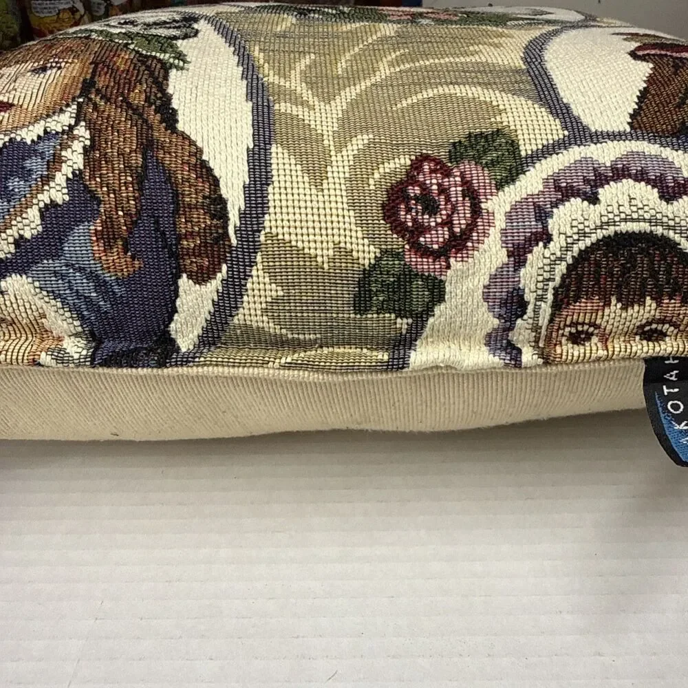 VTG Dakotah Victorian Tapestry Doll Bolster Bed Throw Pillow Cottage Core 16x16”